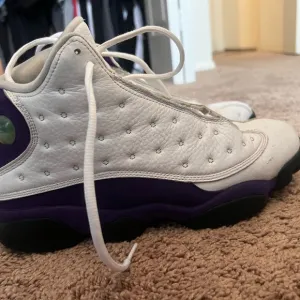 Jordan 13 White and Purple High-Top Sneakers