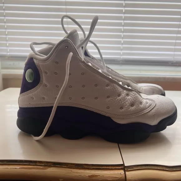 Jordan 13 White and Purple High-Top Sneakers