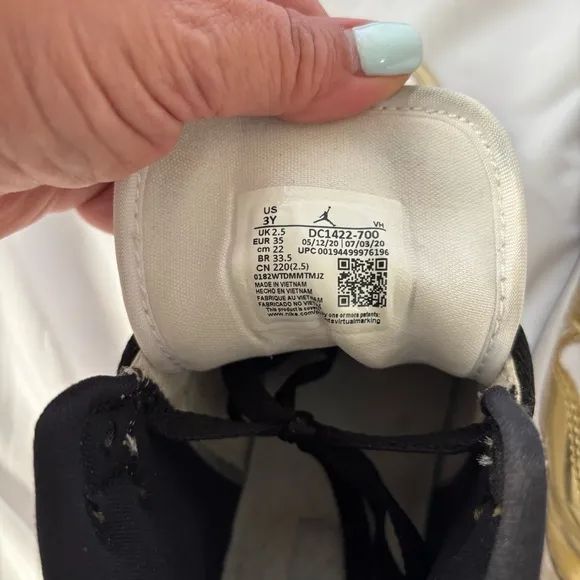 Jordan Gold and White Sneakers High-Top Design