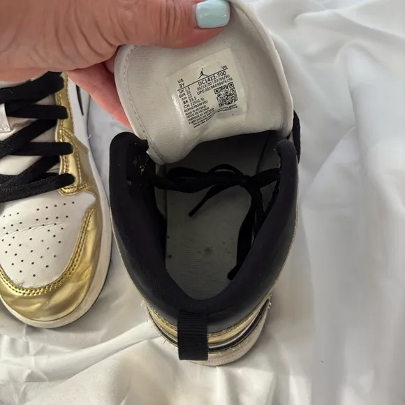 Jordan Gold and White Sneakers High-Top Design