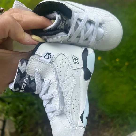 Jordan White and Black Sneakers with Perforated Design 5c