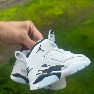 Jordan White and Black Sneakers with Perforated Design 5c