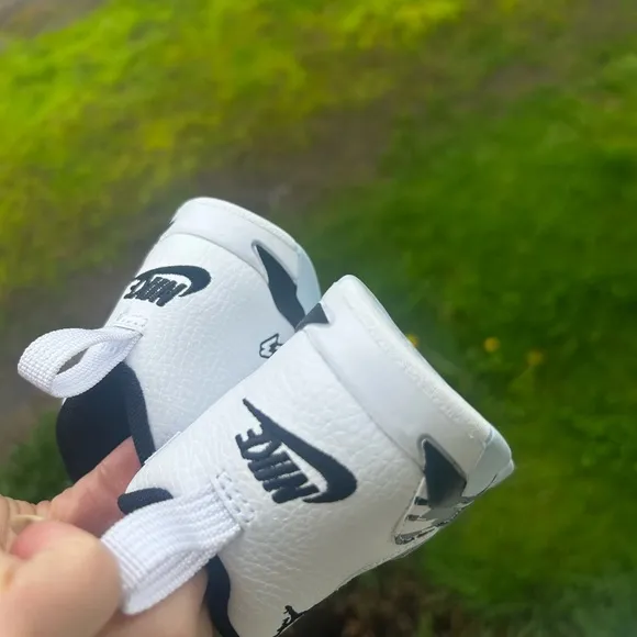 Jordan White and Black Sneakers with Perforated Design 5c