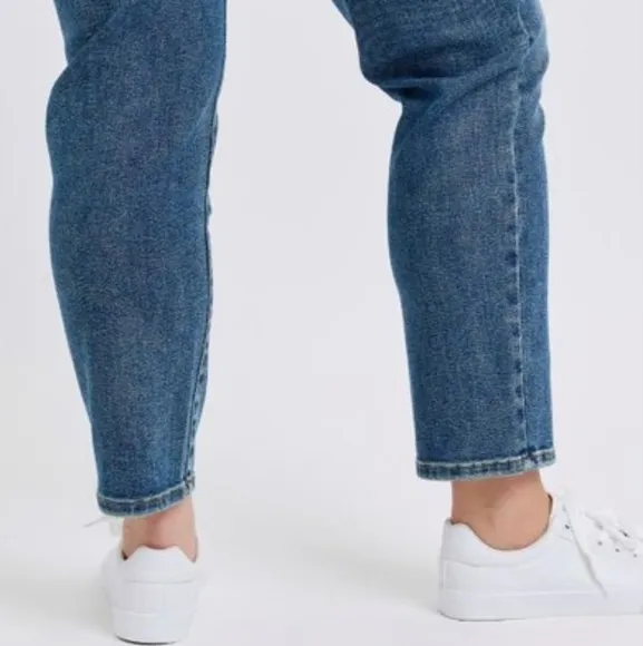 Judy Blue Red Plaid Patchwork High-Rise Skinny Denim Jeans Slim Fit Ankle Pants