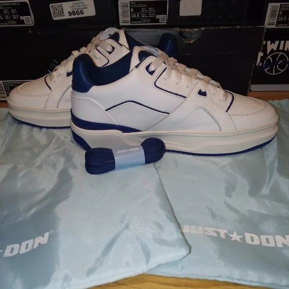 Just Don JD3 Luxury Courtside Low Mens Size 10 US White Blue LIMITED EDITION