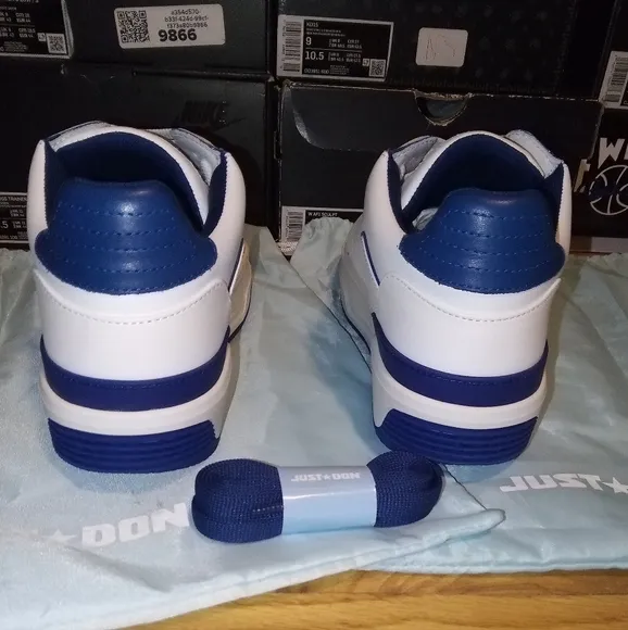Just Don JD3 Luxury Courtside Low Mens Size 10 US White Blue LIMITED EDITION