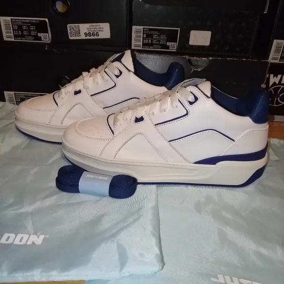 Just Don JD3 Luxury Courtside Low Mens Size 10 US White Blue LIMITED EDITION