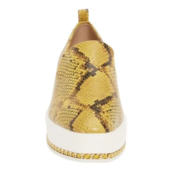 Karl Lagerfeld Paris Brea Snakeskin-Embossed Leather Platform Loafers 9-1/2”