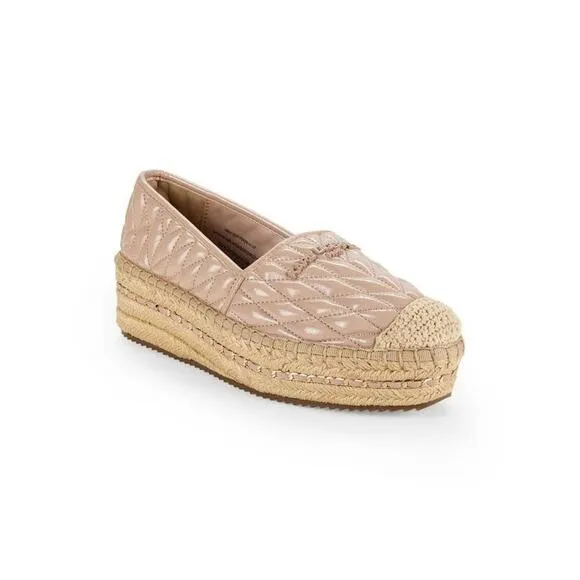 Karl Lagerfeld Paris Women's Desta Quilted Platform Espadrilles, Pink Size 11M