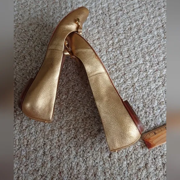 Kate Spade New York Emma Bow Metallic Gold Pointed Toe Flats size 7.5