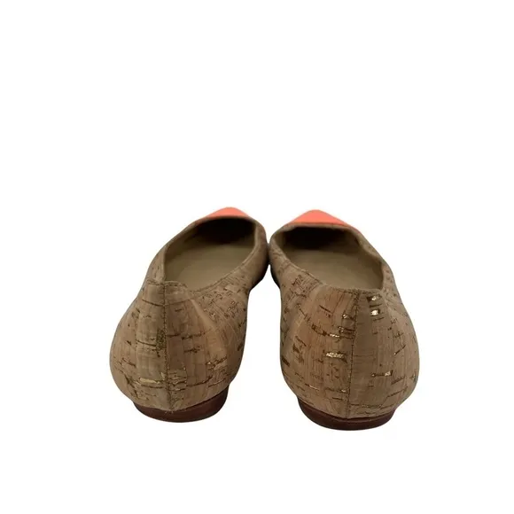 Kate Spade Orange Elina Cork Cap Pointed Toe Flats Size 7 1/2 Women’s