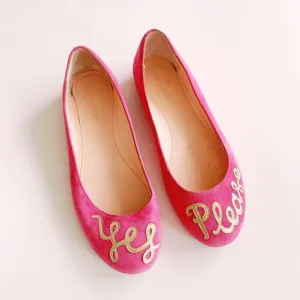 Kate Spade “yes please” Pink gold Ballet Flats size 8.5 women’s
