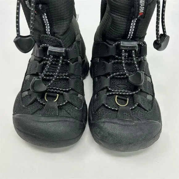 Keen Kids Boys Black Winter Snow Boots Size 9 Waterproof Insulated Lace Up
