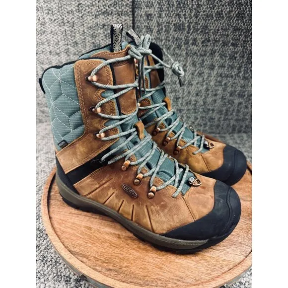 Keen Revel 4  Waterproof Lace Up Snow Boots Brown /Green Women's Size 10