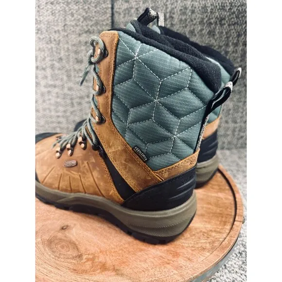 Keen Revel 4  Waterproof Lace Up Snow Boots Brown /Green Women's Size 10