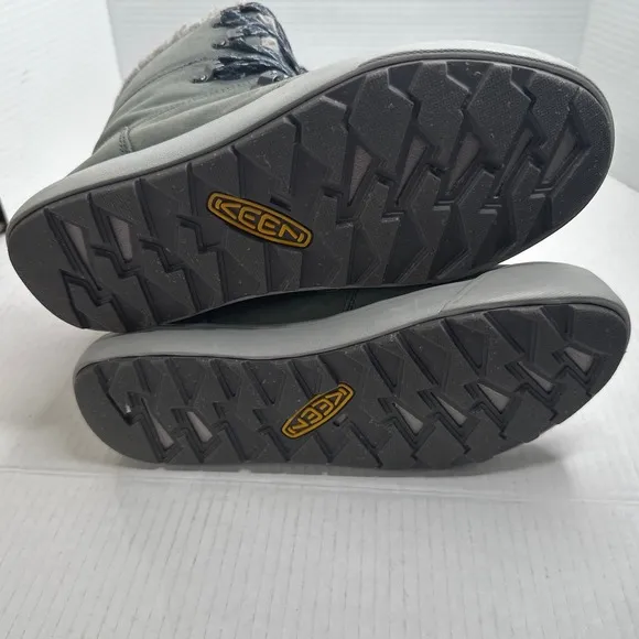 KEEN Waterproof Leather Insulated Lace-Up Hiker Boots - Elena- Pewter Size 8