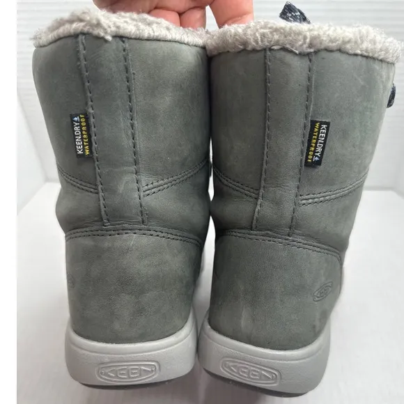 KEEN Waterproof Leather Insulated Lace-Up Hiker Boots - Elena- Pewter Size 8