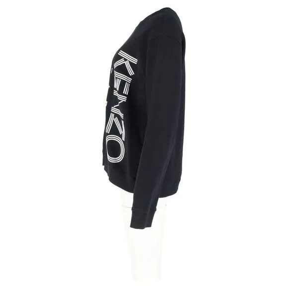 Kenzo Logo Print Crewneck Sweater in Black Cotton