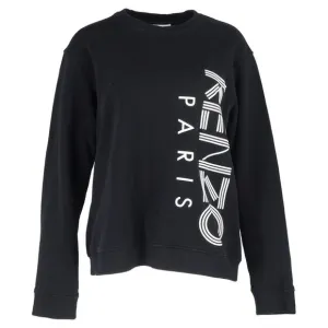 Kenzo Logo Print Crewneck Sweater in Black Cotton