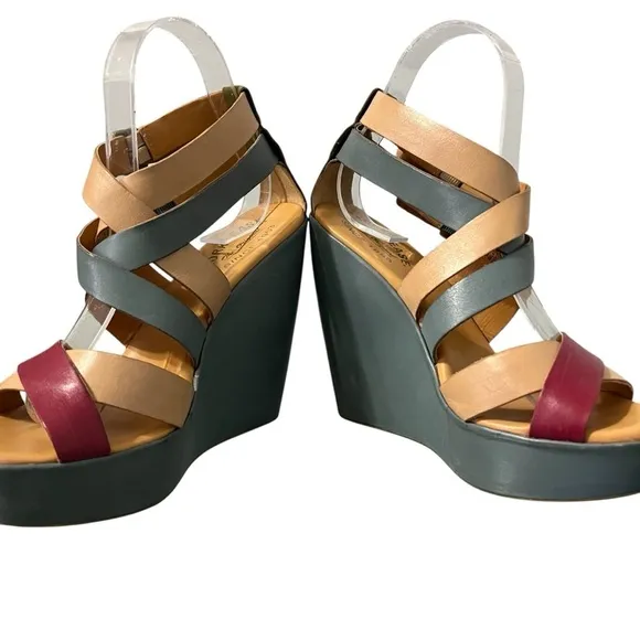 Kork Ease Haily Cross Strap Wedge Sandals Size 7