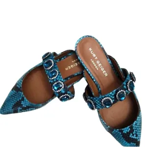 Kurt Geiger Priscilla blue pointed flats miles shoes snake size 37.5 7.5