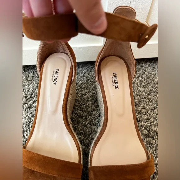 L’agence Elysee Women’s Brown‎ NWOT Platform Suede Wedge Espadrilles Size 8.5
