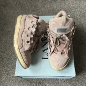 Lanvin Pink High-Top Sneakers with Suede Finish