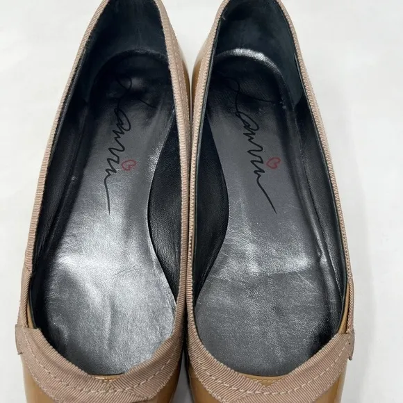 Lanvin Taupe Brown Patent Leather Pointed Toe Flat