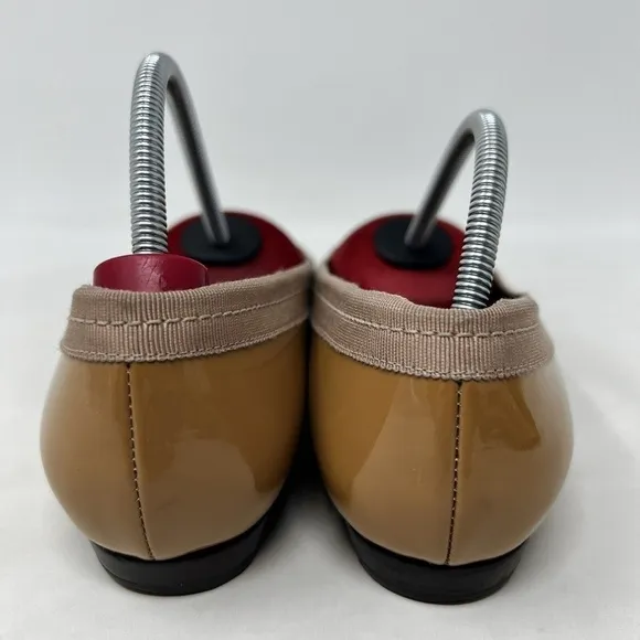 Lanvin Taupe Brown Patent Leather Pointed Toe Flat