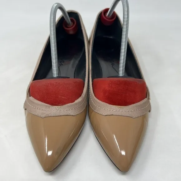 Lanvin Taupe Brown Patent Leather Pointed Toe Flat