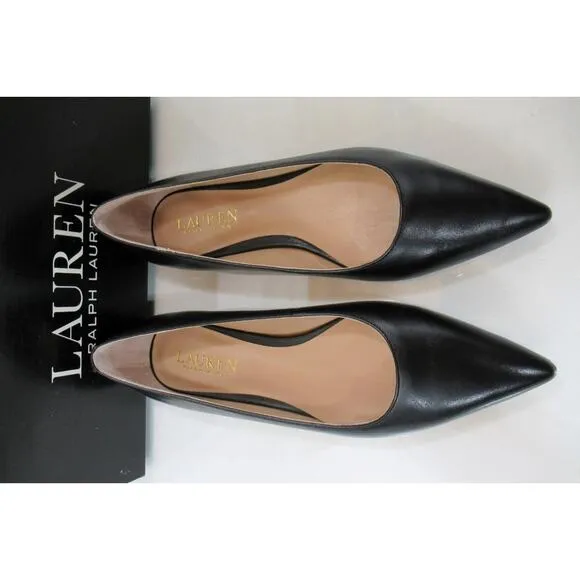LAUREN Ralph Lauren Londyn Burnished Leather Ballet Flats Black Size 7