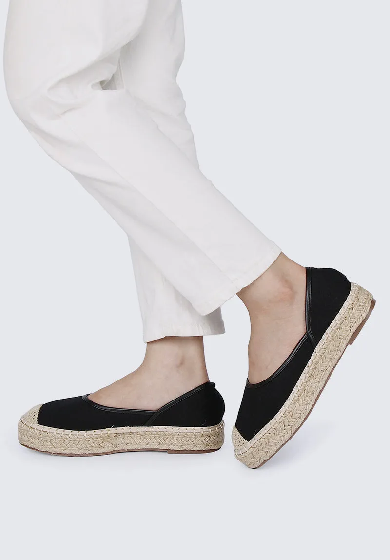 Lena Comfy Espadrilles In Black
