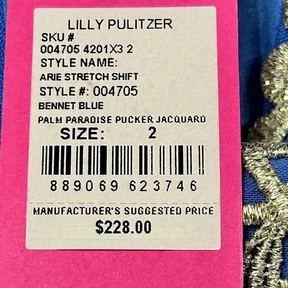 Lilly Pulitzer Arie Stretch Shift Dress Palm Paradise Pucker Jacquard