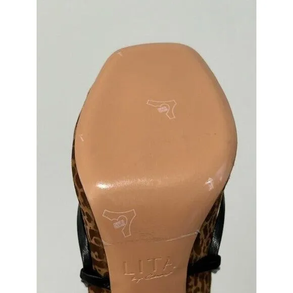 LITA By Ciara Strappy Sandal Stiletto Heel Leopard Leather Gladiator 42/11.5 NIB