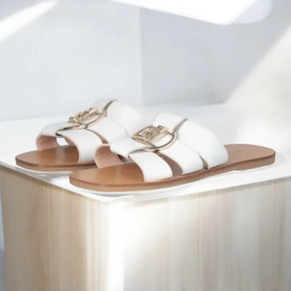 Liu Jo White Flat sandals with logo NOWB