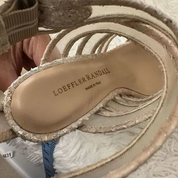 LOEFFLER RANDALL Paige Strappy Python Metallic Leather Cage Sandals 5.5B NEW