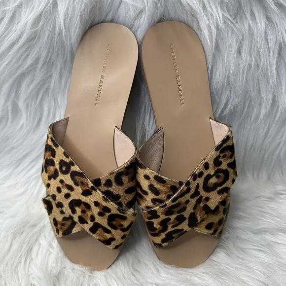 Loeffler Randall Sandals Claudie Slide Women Flat sz 9 Animal Print Shoe