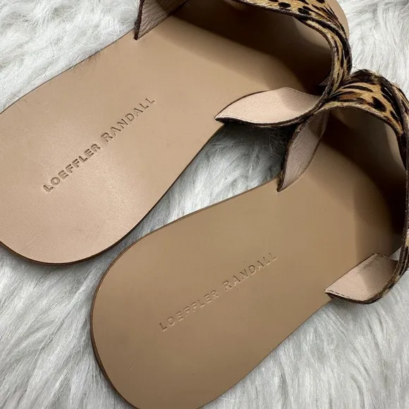 Loeffler Randall Sandals Claudie Slide Women Flat sz 9 Animal Print Shoe