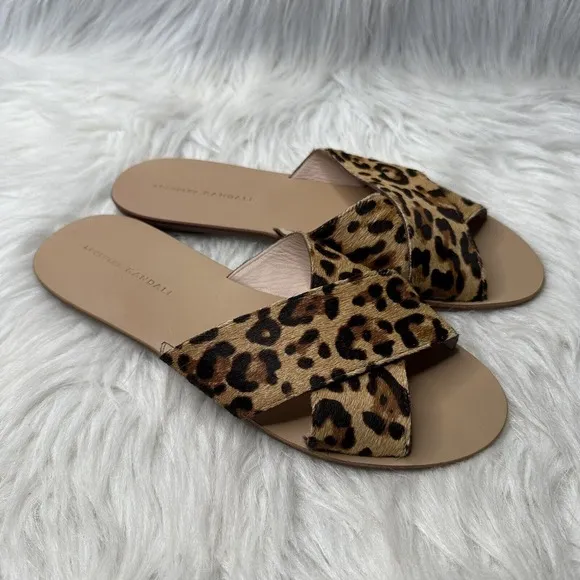 Loeffler Randall Sandals Claudie Slide Women Flat sz 9 Animal Print Shoe
