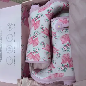 Love Shack Fancy x Hunter Pink Bow Rain Boots - Limited Edition, NEW