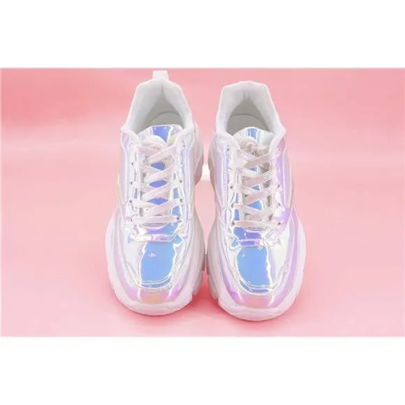 LUCKY STEP Chunky Platform Casual Lace-Up Walking Sneakers
