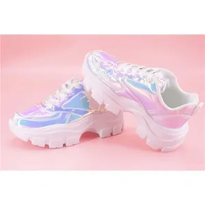 LUCKY STEP Chunky Platform Casual Lace-Up Walking Sneakers