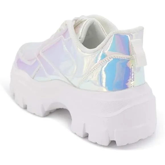 LUCKY STEP Chunky Platform Casual Lace-Up Walking Sneakers