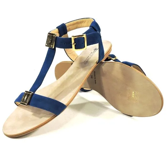 LUIGI TRAINI SUEDE SUMMER FLAT SANDALS