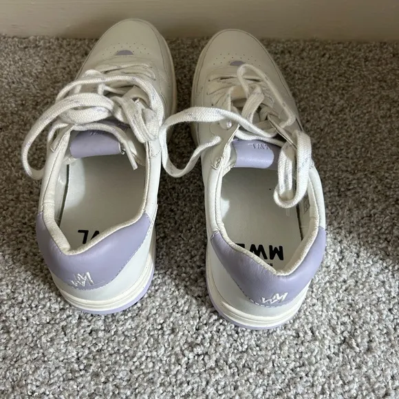 Madewell Court Sneakers in White Leather/Light Purple size US women’s 8