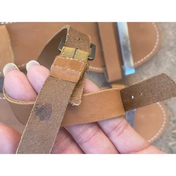 Madewell Sandals Women's Size 10 Ankle Strap Brown Silver Flat Heel Pre-owned
