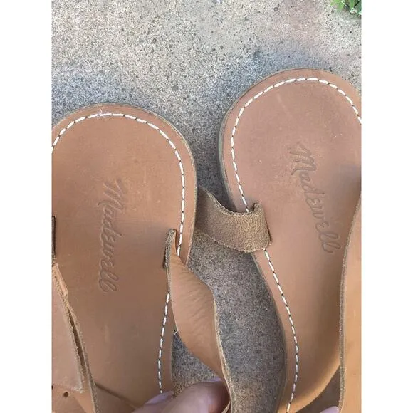 Madewell Sandals Women's Size 10 Ankle Strap Brown Silver Flat Heel Pre-owned