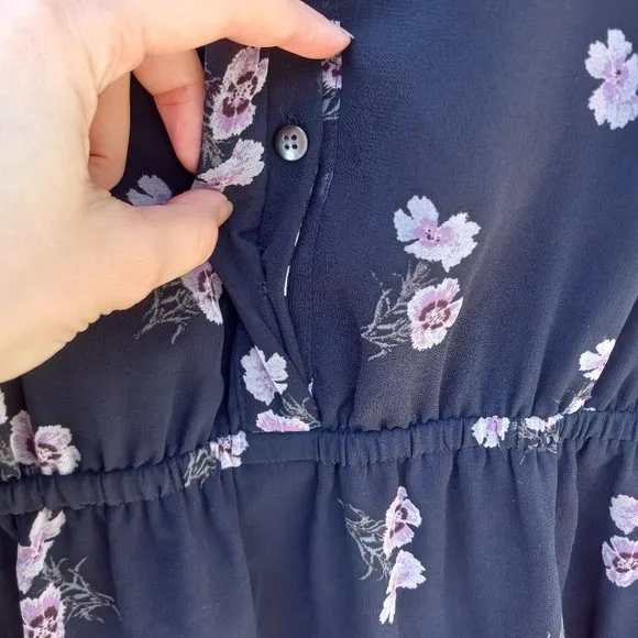 Madewell Skygaze Navy Dress in Pansy Bouquet