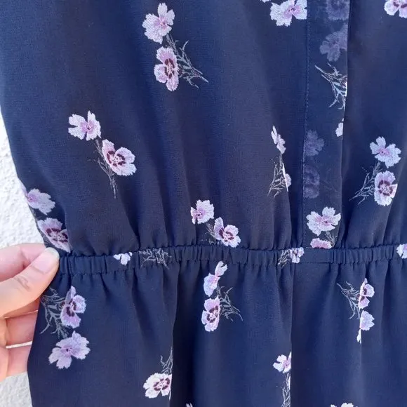 Madewell Skygaze Navy Dress in Pansy Bouquet