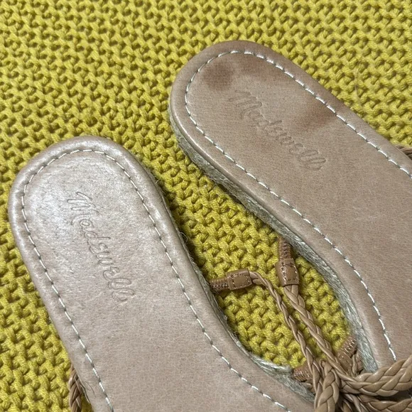 Madewell The Kathryn Espadrille Slide Sandal in Amber Brown Leather
